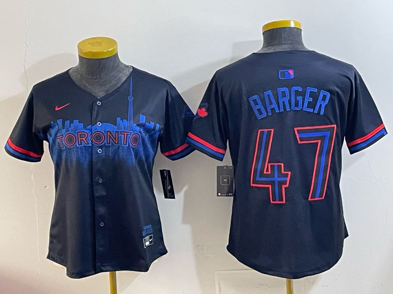 Women 2025 Toronto Blue Jays #47 Barger black Joint Name Nike MLB Jersey style 001